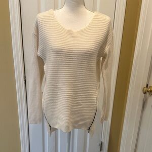 Bar III Wool Blend Ribbed Cream Sweater